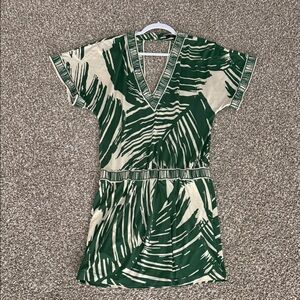 BCBGMaxAzria Tropical Green and Cream Mini Dress
